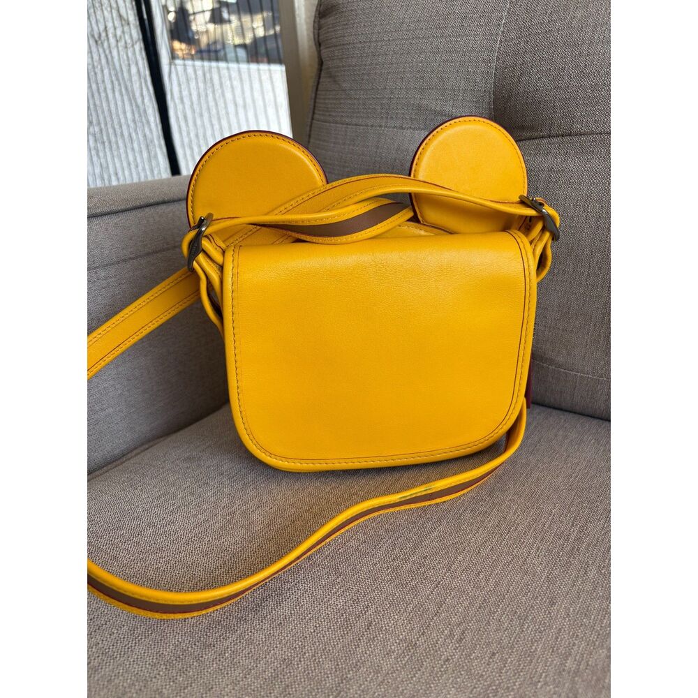 COACH x DISNEY MICKEY MOUSE W/Ears Crossbody Leather Bag Yellow limited edition